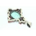 Old Pendant 925 Sterling Silver Natural Turquoise & Coral Fossil Gem Stones - 4